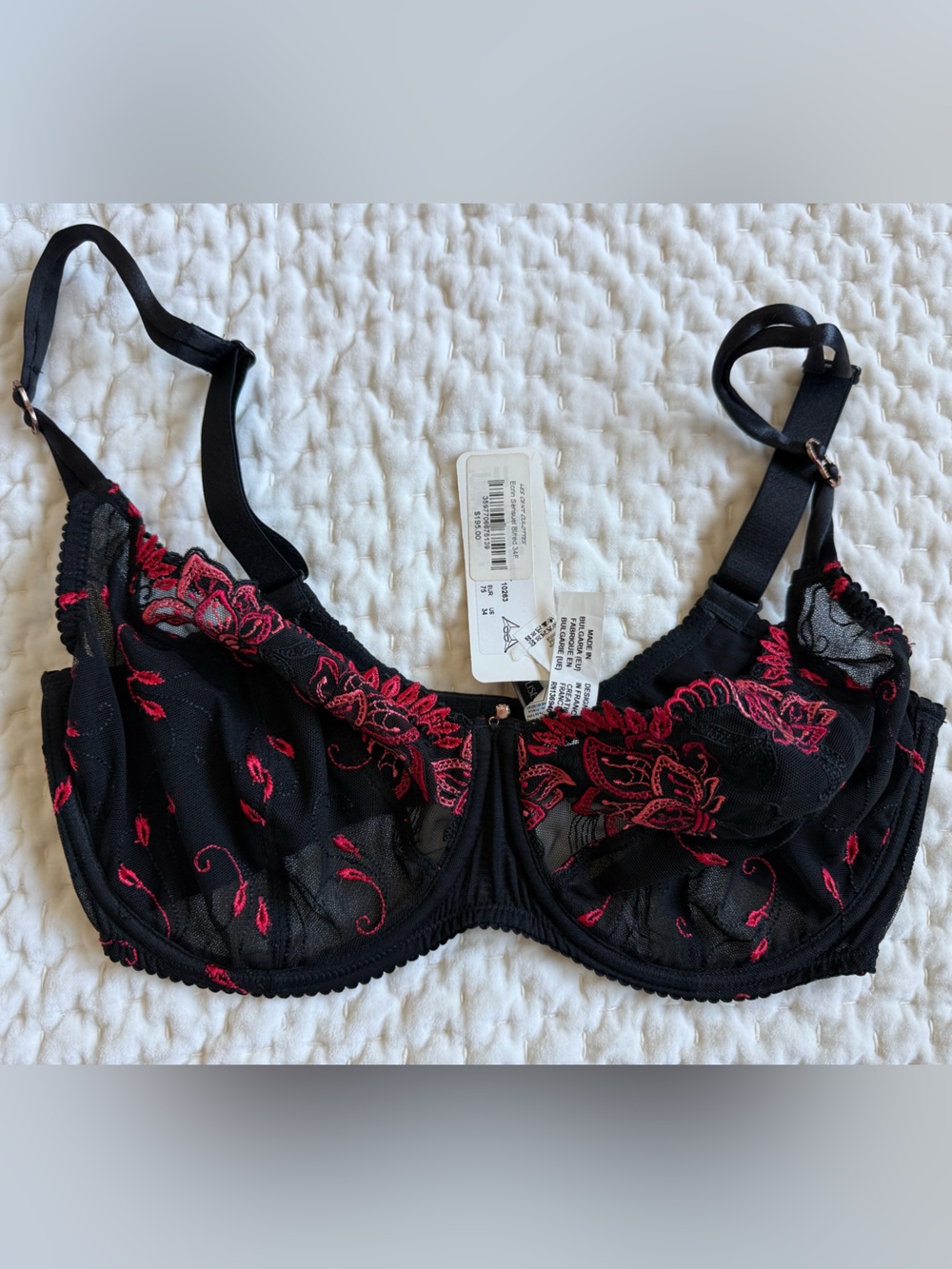 Lise Charmel Black and red bra - 34F NWT